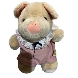 Applause Wilfred Pig Tan Pink 11" Stuffed Plush Toy Vintage 1980's Animal